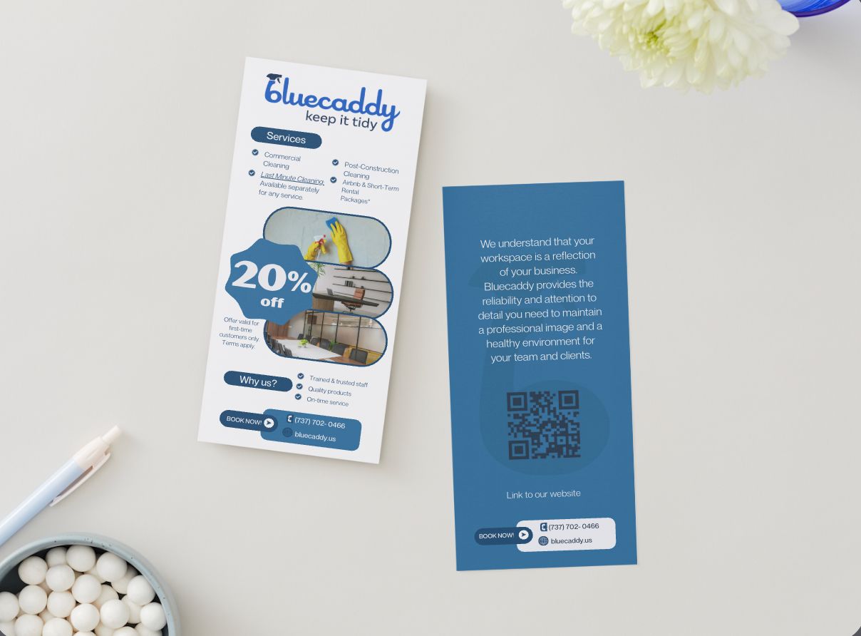 Bluecaddy front and back flyer design